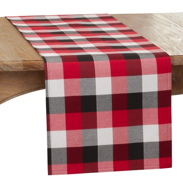 Saro Lifestyle SARO  16 x 90 in. Oblong Red Plaid Pattern Table Runner 6355.R1690B